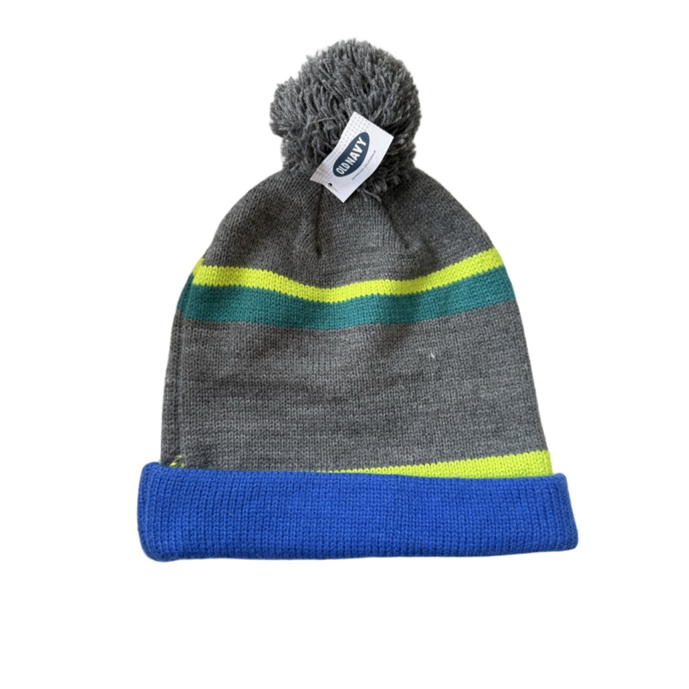 NWT Men’s Ski Pom Pom beanie Blue and Green Gray